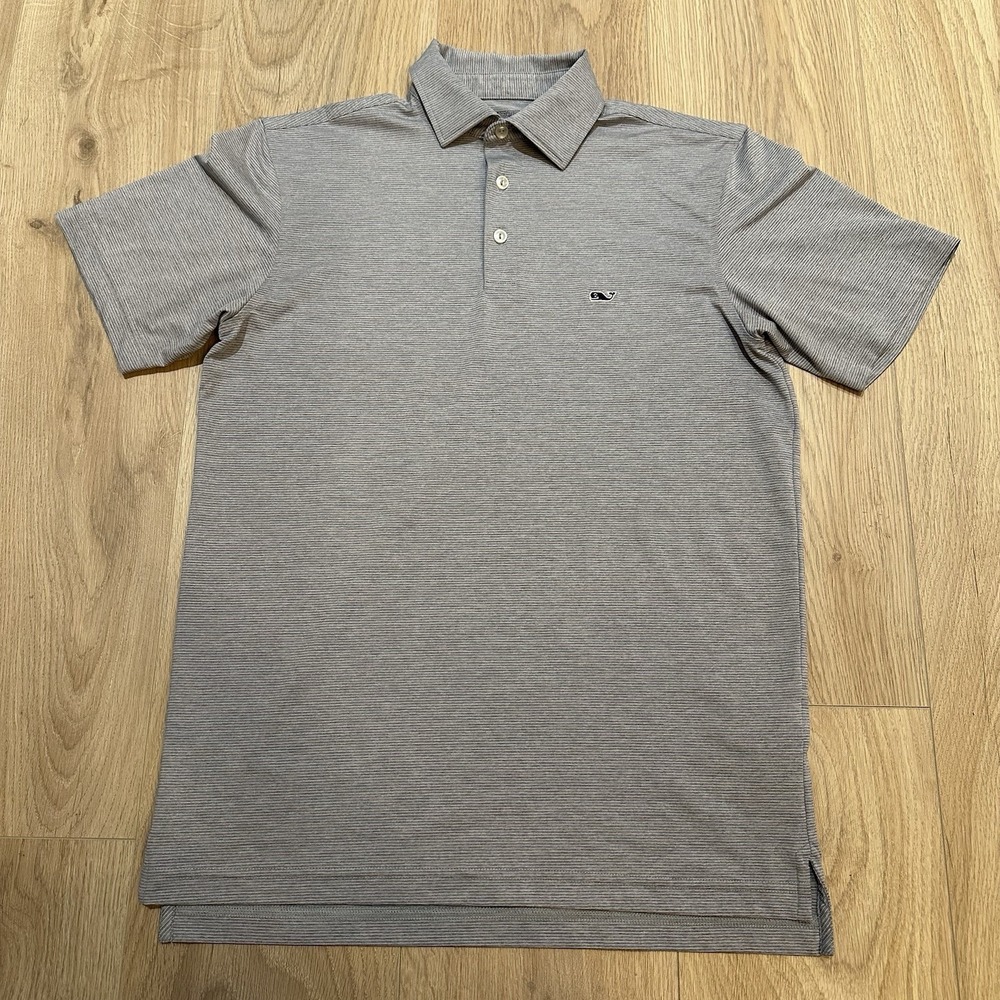 Mens Vineyard Vines On The Go Sankaty OTG Polo Shirt Striped Gray XS